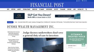 Dundee Wealth Management Inc. News, Articles & Images | Financial ...