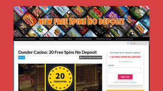 Dunder Casino - New Free Spins No Deposit