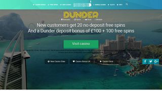 Dunder Casino | Get 20 no deposit free spins + £600 bonus here!