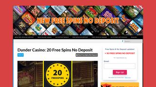 Dunder Casino - New Free Spins No Deposit