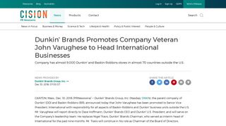 Dunkin' Brands Promotes Company Veteran John Varughese to Head ...