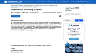 Dunkin Donuts Scholarship Programs - Scholarships.com