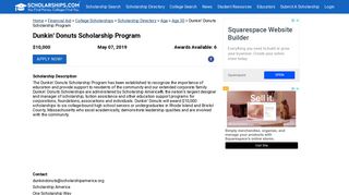 Dunkin' Donuts Scholarship Program - Scholarships.com