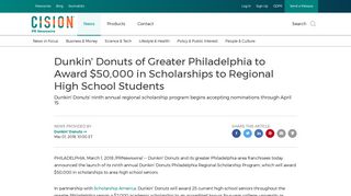 Dunkin' Donuts of Greater Philadelphia to Award $50,000 in ...