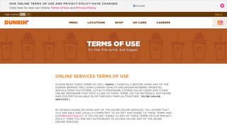 Terms of Use | Dunkin' Donuts