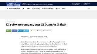 KC software company sues JE Dunn for IP theft - Kansas City ...