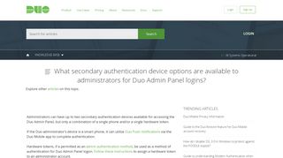 What secondary authentication device options are ... - Duo Security