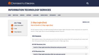How to Enroll in 2-Step Login (Duo) - ITS - University of Virginia