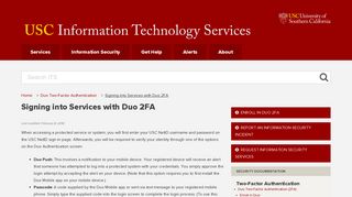 Signing into Services with Duo 2FA | IT Services | USC