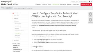 Configuring Login Two-Factor Authentication with Duo Security.