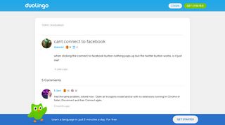 cant connect to facebook - Duolingo Forum