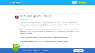 How do students log back into a classroom? - Duolingo Forum