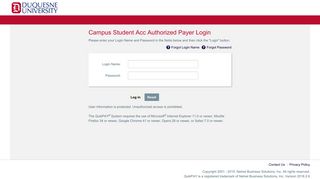 QuikPAY(R) Campus Student Acc Authorized Payer Login