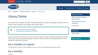 Library Online - Durham County Council