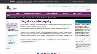 Study : Postgraduate admissions policy - Durham University