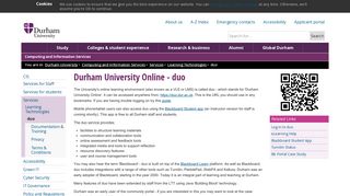Computing and Information Services : Durham University Online - duo ...