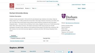 Durham University Library on JSTOR