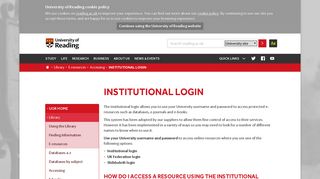 Institutional login – University of Reading