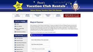 Magical Express Login - DVC Rentals - David's Vacation Club Rentals