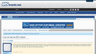 I can not log into DVC website | The DIS Disney Discussion Forums ...