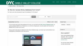 How do I access library databases from home? - DVC Library FAQs