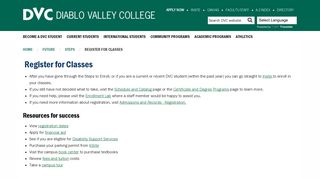 Register for Classes - Diablo Valley College