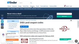 DVD Land Coupon Code - January 2019 Discount Codes | Finder.com ...