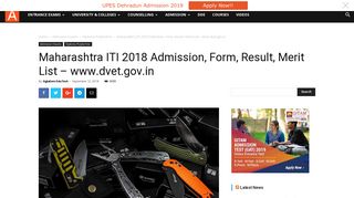 Maharashtra ITI 2018 Admission, Form, Result, Merit List - www.dvet ...