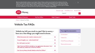 Vehicle Tax - FAQs | Post Office