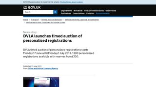 DVLA launches timed auction of personalised registrations - GOV.UK