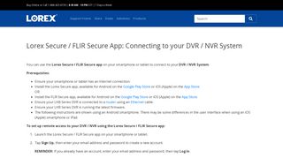 Lorex Secure / FLIR Secure App: Connecting to your DVR / NVR System