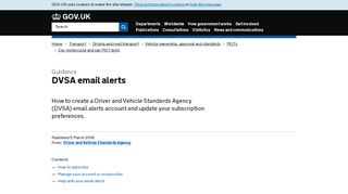 DVSA email alerts - GOV.UK