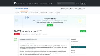 DVWA locked me out · Issue #170 · ethicalhack3r/DVWA · GitHub