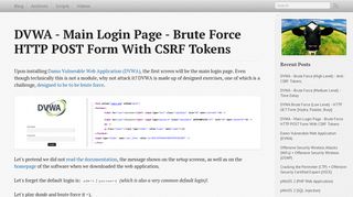 DVWA - Main Login Page - Brute Force HTTP POST Form With CSRF ...
