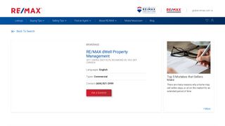 Contact RE/MAX dWell Property Management, Brokerage, Richmond ...