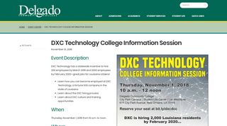 DXC Technology College Information Session - Delgado Community ...