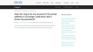 How do I log in to my account if my email address is no ... - DxO Support!