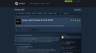 Steam Community :: Guide :: Dying Light Dockets & Free Stuff!