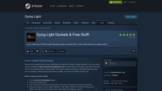Steam Community :: Guide :: Dying Light Dockets & Free Stuff!