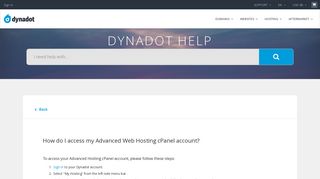 How do I access my Advanced Hosting cPanel account? - Dynadot.com