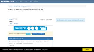 looking for feedback on Dynamic Advantage MSC - Mystery Shopping Forum