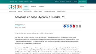 CNW | Advisors choose Dynamic Funds(TM)