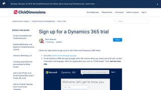 Sign up for a Dynamics 365 trial – ClickDimensions Support