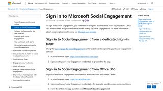 Sign in to Social Engagement | Microsoft Docs