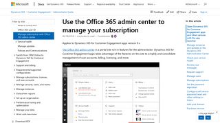 Use the Office 365 admin center to manage your Dynamics 365 for ...