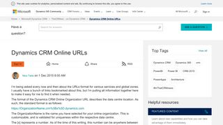Dynamics CRM Online URLs - Microsoft Dynamics CRM Community