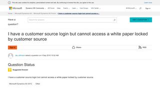 I have a customer source login but cannot access a white paper ...
