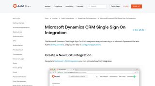 Microsoft Dynamics CRM Single Sign On Integration - Auth0