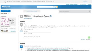 CRM 2011 - User Log-in Report - Microsoft