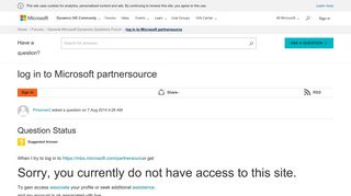 log in to Microsoft partnersource - General Microsoft Dynamics ...